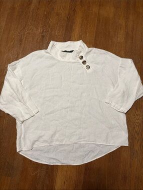 Zara White Linen Blouse Top